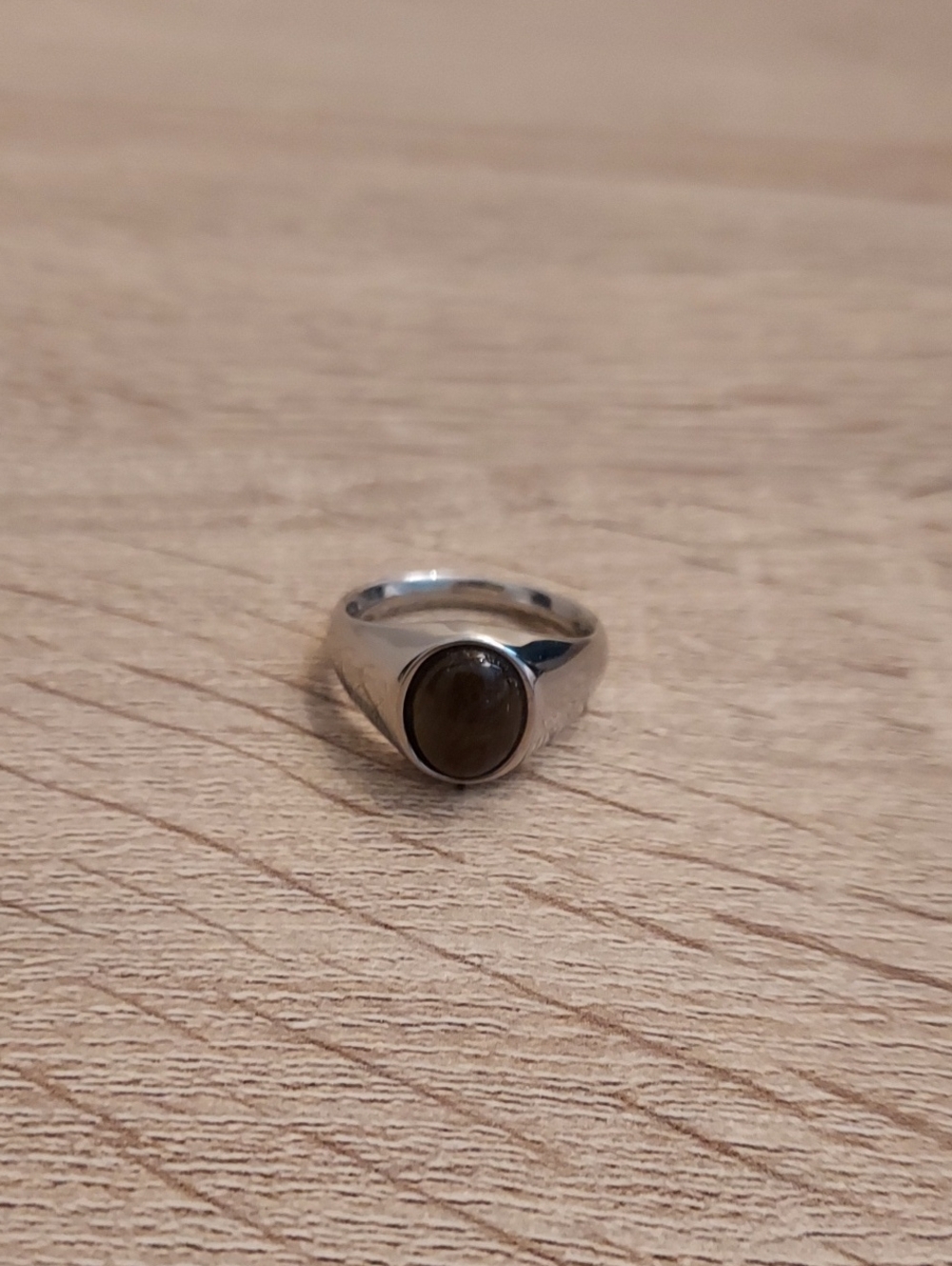 Womens Silver-Tone TigerStone Signet Ring